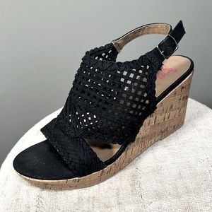 Black Wedge Sandals